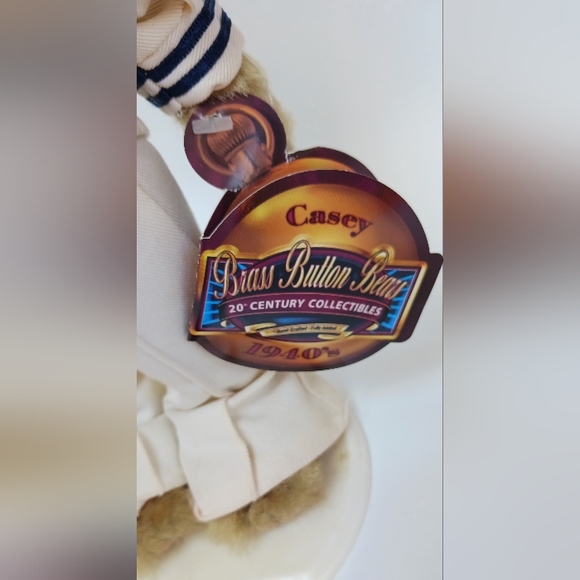 Vintage Brass Collection Button Bear 20th Century 1940's Plush Bear 14" Casey - Picture 2 of 6